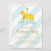 Mint Carrousel Paard Verjaardagsfeest Kaart (Voorkant)