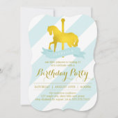 Mint Carrousel Paard Verjaardagsfeest Kaart (Voorkant)