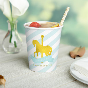 Mint Carrousel Paard Verjaardagsfeest Papier Cup Papieren Bekers