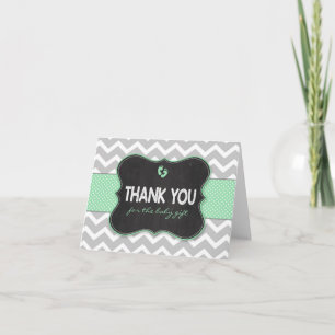 Mint Chalkboard baby shower cadeau bedankbriefjes Bedankkaart