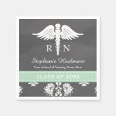 Mint Chalkboard Caduceus Nursing School Afstuderen Servetten (Voorkant)