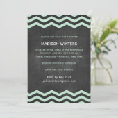 Mint & Chalkboard Chevron Bat Mitzvah Uitnodiging (Staand voorkant)