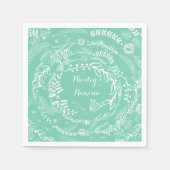 Mint Chalkboard Floral Garland Servet (Voorkant)