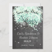 Mint Chalkboard Heart Leaf Tree Sla de datum op Kaart (Voorkant)
