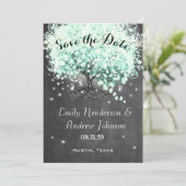 Mint Chalkboard Heart Leaf Tree Sla de datum op Kaart (Staand voorkant)
