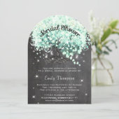 Mint Chalkboard Heart Leaf Tree Vrijgezellenfeest Kaart (Staand voorkant)