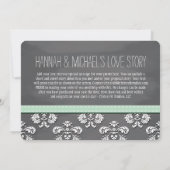 Mint Chalkboard Lace en Bow Save the Date Card (Achterkant)