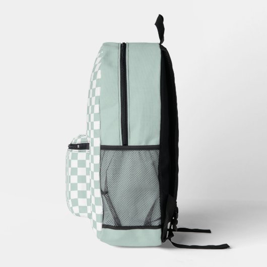 Mint Checker Retro Bedrukte Rugzak (Rechts)