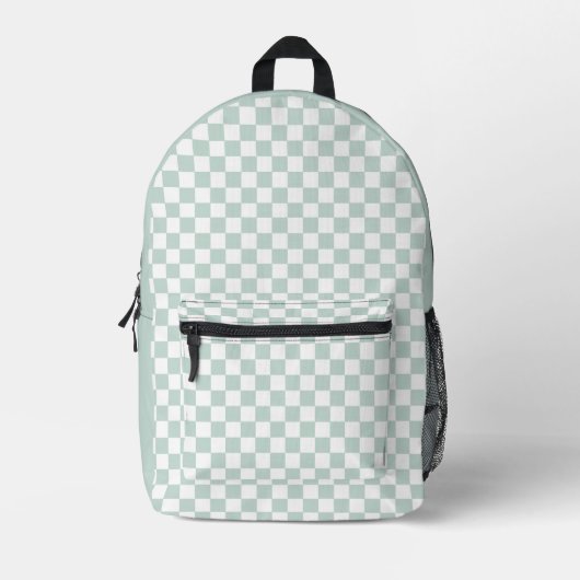 Mint Checker Retro Bedrukte Rugzak (Voorkant)