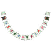 Mint Checkerboard Merry & Bright Bunting Banner (Alle)