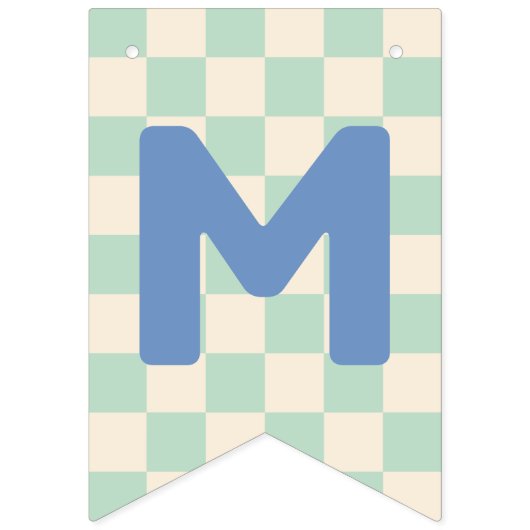 Mint Checkerboard Merry & Bright Bunting Banner (Derde vlag)