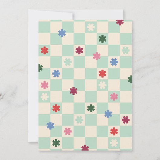 Mint Checkerboard Merry & Bright Christmas Card Kaart (Achterkant)