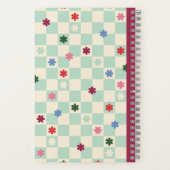 Mint Checkerboard Pattern Stars Flowers Notebook Notitieboek (Achterkant)