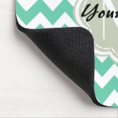 Mint Chevron Custom Monogram, Persoonlijke naam Muismat (Hoek)