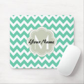 Mint Chevron Custom Monogram, Persoonlijke naam Muismat (Met muis)