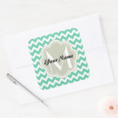 Mint Chevron Custom Monogram, Persoonlijke naam Vierkante Sticker (Envelop)