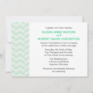 Mint Chevron Custom Wedding Invitations Kaart