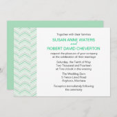 Mint Chevron Custom Wedding Invitations Kaart (Voorkant / Achterkant)