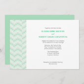 Mint Chevron Custom Wedding Invitations Kaart (Voorkant / Achterkant)