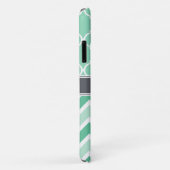Mint Chevron en Lattice Pattern Grey Name Case-Mate iPhone Case (Achterkant/rechts)