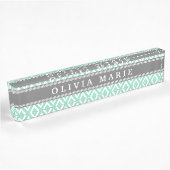 Mint Chevron Gray Name Sjabloon Naambordje