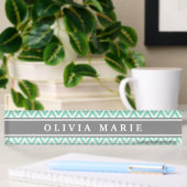 Mint Chevron Gray Name Sjabloon Naambordje