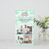 Mint Chevron Holiday Feestdagenkaart (Staand voorkant)