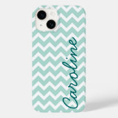 Mint Chevron Monogram Case-Mate iPhone Case (Achterkant)