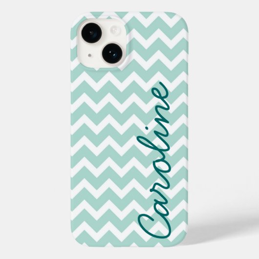 Mint Chevron Monogram Case-Mate iPhone Case (Achterkant)