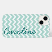 Mint Chevron Monogram Case-Mate iPhone Case (Achterkant (horizontaal))