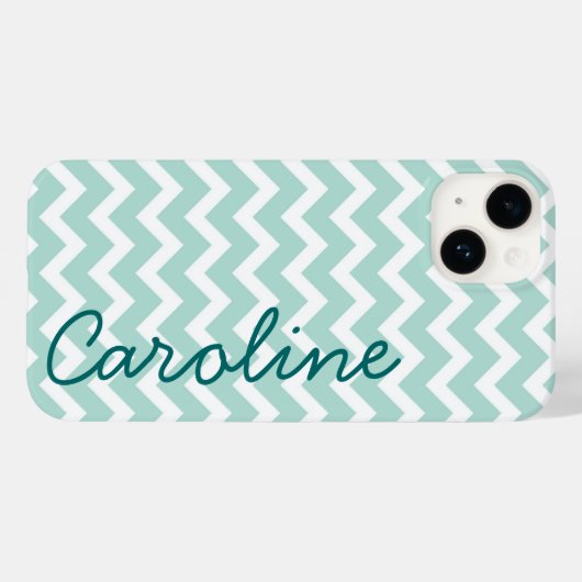 Mint Chevron Monogram Case-Mate iPhone Case (Achterkant (horizontaal))