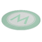 Mint Chevron Monogram Glass Cutting Board 12" Snijplank (Hoek)