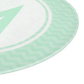Mint Chevron Monogram Glass Cutting Board 12" Snijplank (Hoek)