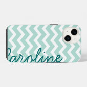 Mint Chevron Monogram iPhone Hoesje (Achterkant horizontaal)
