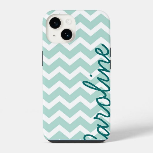 Mint Chevron Monogram iPhone Hoesje (Achterkant)