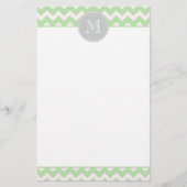 Mint Chevron Monogram Stationery Briefpapier (Voorkant)