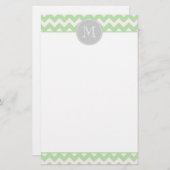 Mint Chevron Monogram Stationery Briefpapier (Voorkant / Achterkant)