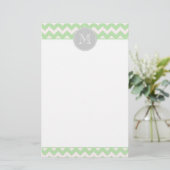 Mint Chevron Monogram Stationery Briefpapier (Staand voorkant)
