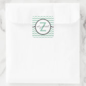 Mint Chevron Monogram Vierkante Sticker (Tas)