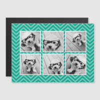 Mint Chevron Pattern met Trendy 6 Photo Collage