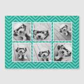Mint Chevron Pattern met Trendy 6 Photo Collage (Voorkant)