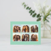 Mint Chevron Pattern met Trendy 6 Photo Collage Briefkaart (Staand voorkant)
