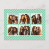 Mint Chevron Pattern met Trendy 6 Photo Collage Briefkaart (Voorkant)
