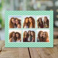 Mint Chevron Pattern met Trendy 6 Photo Collage