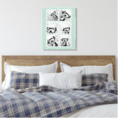 Mint Chevron Pattern met Trendy 6 Photo Collage Canvas Afdruk (Insitu (Slaapkamer))
