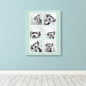 Mint Chevron Pattern met Trendy 6 Photo Collage Canvas Afdruk (Insitu (Houten vloer))
