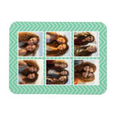Mint Chevron Pattern met Trendy 6 Photo Collage Magneet (Horizontaal)