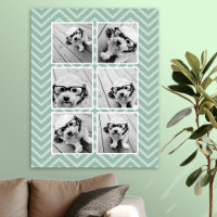 Mint Chevron Pattern met Trendy 6 Photo Collage