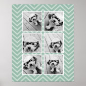 Mint Chevron Pattern met Trendy 6 Photo Collage Poster (Voorkant)