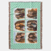 Mint Chevron Pattern Pastel Trendy 6 Foto Collage Deken (Voorkant Verticaal)